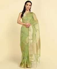 Classic Organza Embroidered Saree with Blouse for Women-thumb1