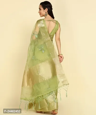 Classic Organza Embroidered Saree with Blouse for Women-thumb3