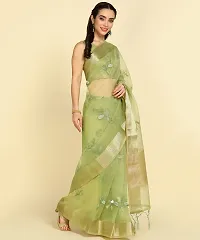 Classic Organza Embroidered Saree with Blouse for Women-thumb4