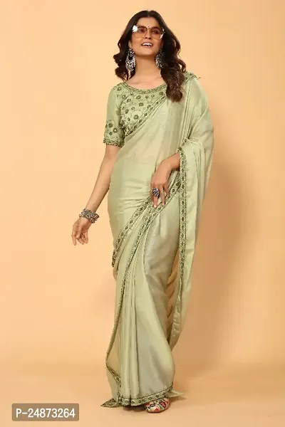 Stylist Embroidered Bollywood Silk Blend Saree