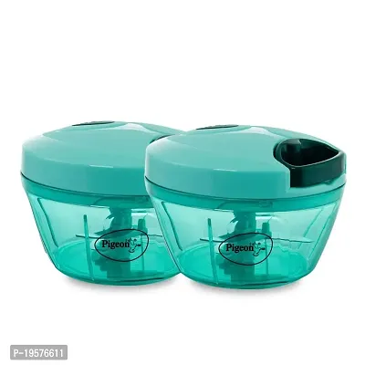 Pigeon by Stovekraft 2 in 1 Plastic Mini Handy Chopper Combo Pack (Green, 400 ml)-thumb0