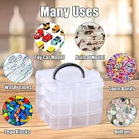 Anshri Jewellery Organisers Plastic 3 Layer 18 Grid Square Portable Transparent Storage Detachable Box Organizer Case for Jewelry Sewing Button Earrings Hair (Transparent)-thumb2