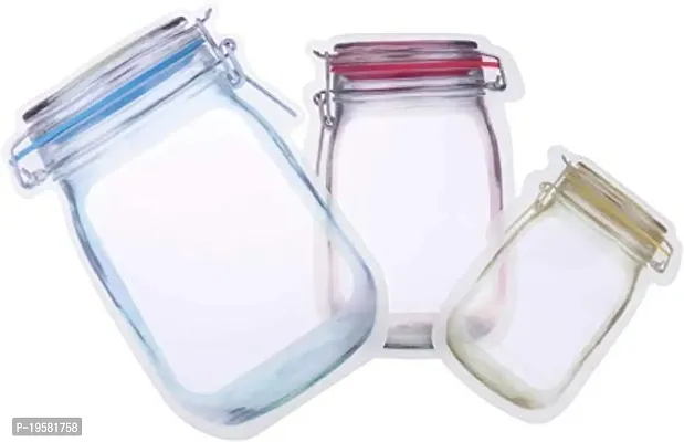 Anshri 3 Pcs (1 Set) Ziplock Bags for Fridge Storage, Bottle Shape Storage Pouch, Mason Jar Bottle Bags Plastic Storage Pouch, Multicolor 1 Pcs 1000 ml, 1 Pcs 500 ml, 1 Pcs 150 ml Zip Lock-thumb0