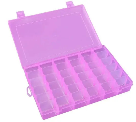 Anshri Plastic Transparent 1 Layer with 36 Grid Earring Storage Box, Portable Jewelry Craft Accessories Storage Box Basket Container with Collapsible and Removable Dividers 36 Grid- 1 pis,Pink Color