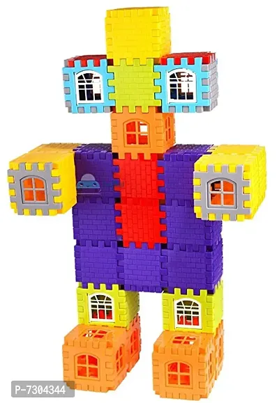 Anshri Building Blocks for Kids, (72 Pieces Blocks) House Building Blocks with Windows, Block Game for Kids (Multicolor) (House Block)-thumb4