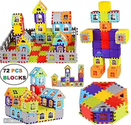 Anshri Building Blocks for Kids, (72 Pieces Blocks) House Building Blocks with Windows, Block Game for Kids (Multicolor) (House Block)-thumb5