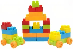 Building Blocks with Wheels Toy Block Games for Kids Learning Toy for Kids - (52 Blocks with 8 Wheels)-thumb2