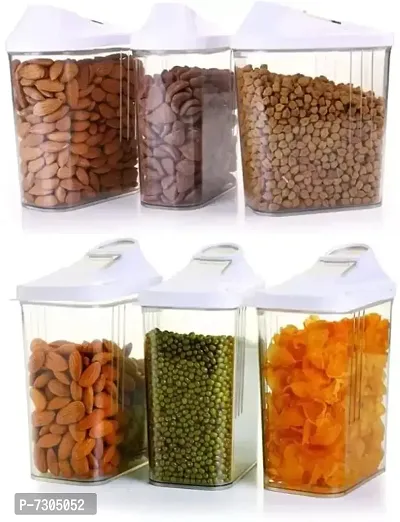 Plastic Cereal Dispenser Easy Flow Storage Jar with Lid for Cereals, Rice and Pulses, 750ml Set of 6