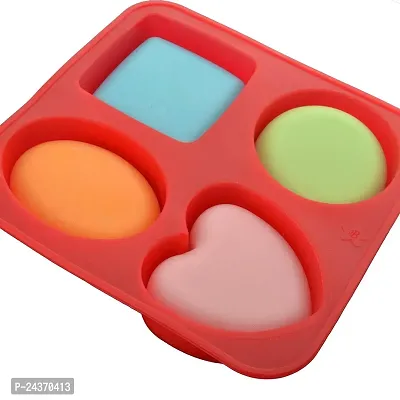 Anshri Silicone Circle, Square, Oval and Heart Shape Soap Cake Making Mould, Multicolor-thumb4