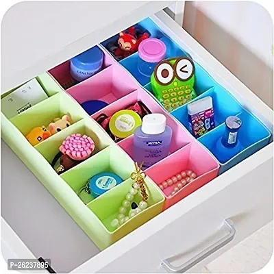 Anshri 4 Pieces Multipurpose Plastic Storage Drawer Socks Undergarments Organizer/ Stackable Drawer / Wardrobe Organiser Rack/ For Socks/ Ties/ Jewellery And More(MULTICOLOR)-thumb2