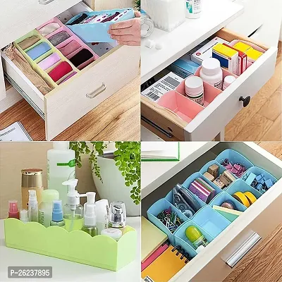 Anshri 4 Pieces Multipurpose Plastic Storage Drawer Socks Undergarments Organizer/ Stackable Drawer / Wardrobe Organiser Rack/ For Socks/ Ties/ Jewellery And More(MULTICOLOR)-thumb5