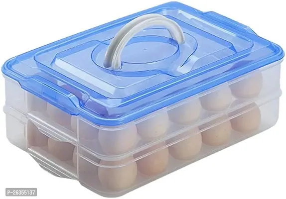 Anshri 24 Grid Egg Storage Box - Egg Refrigerator Storage Tray ABS Plastic Egg Storage Containers for Fridge and Kitchen Egg storage Bins basket with Carry Holder (2 Layer,Multicolor,24 Egg)-thumb0