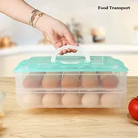 Anshri 24 Grid Egg Storage Box - Egg Refrigerator Storage Tray ABS Plastic Egg Storage Containers for Fridge and Kitchen Egg storage Bins basket with Carry Holder (2 Layer,Multicolor,24 Egg)-thumb2