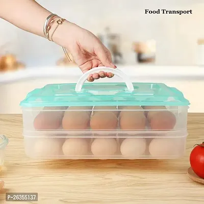 Anshri 24 Grid Egg Storage Box - Egg Refrigerator Storage Tray ABS Plastic Egg Storage Containers for Fridge and Kitchen Egg storage Bins basket with Carry Holder (2 Layer,Multicolor,24 Egg)-thumb3