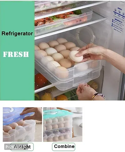 Anshri 24 Grid Egg Storage Box - Egg Refrigerator Storage Tray ABS Plastic Egg Storage Containers for Fridge and Kitchen Egg storage Bins basket with Carry Holder (2 Layer,Multicolor,24 Egg)-thumb4