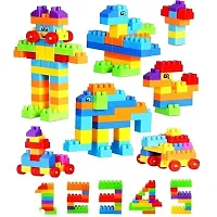 Anshri Plastic Building Blocks for Kids Puzzle Games for Kids, Toys for Children Educational  Learning Toy for Kids, Girls  Boys - (52+ Blocks with 8 Wheels) Multicolor (60 Pieces)-thumb2