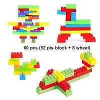Anshri Plastic Building Blocks for Kids Puzzle Games for Kids, Toys for Children Educational  Learning Toy for Kids, Girls  Boys - (52+ Blocks with 8 Wheels) Multicolor (60 Pieces)-thumb3