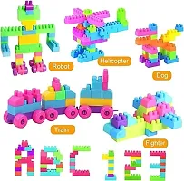 Anshri Plastic Building Blocks for Kids Puzzle Games for Kids, Toys for Children Educational  Learning Toy for Kids, Girls  Boys - (52+ Blocks with 8 Wheels) Multicolor (60 Pieces)-thumb4