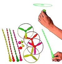 Anshri Fly Wheels | Dragon Flying Toys | Dragonfly Plastic Flying Saucers Pull String Spinning Wheel Toy for Kids (Multicolour, Pack of 6)-thumb1