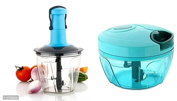 Anshri 450ml  1000 ml Multipurpose Premium Plastic Vegetable Handy Chopper  Push Chopper Mixer Vegetables and Fruits | Food | Salad | Onion with 5 Stainless Steel Blades and 1 Plastic Whisker-thumb0