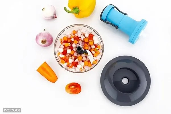 Anshri 450ml  1000 ml Multipurpose Premium Plastic Vegetable Handy Chopper  Push Chopper Mixer Vegetables and Fruits | Food | Salad | Onion with 5 Stainless Steel Blades and 1 Plastic Whisker-thumb2