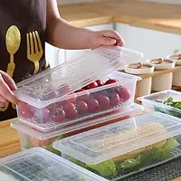 Fridge Storage Boxes ,Fridge Organizer with Removable Drain Plate Fridge Storage Containers Keeps Fruits, Vegetables, Meat, Fish Fresh Longer 1500 ML Container Box (Pack of 4)-thumb1