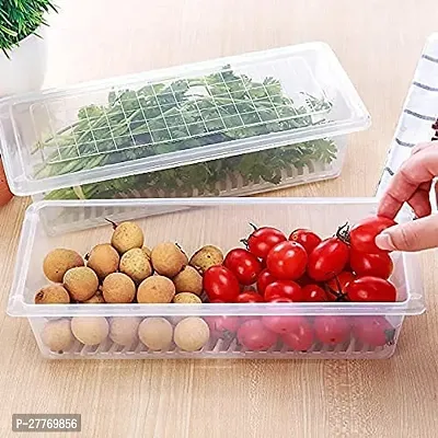 Fridge Storage Boxes ,Fridge Organizer with Removable Drain Plate Fridge Storage Containers Keeps Fruits, Vegetables, Meat, Fish Fresh Longer 1500 ML Container Box (Pack of 4)-thumb5