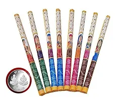 Dandiya Decorated Wooden Dandiya Sticks for Dance  14.4 Inches With Silver Color Coin-thumb1