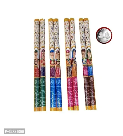 Dandiya Decorated Wooden Dandiya Sticks for Dance  14.4 Inches With Silver Color Coin-thumb3