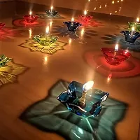 Anshri Transparent Diwali Diya Set, Diwali Puja Decoration Item Plastic Diya Set of 12 (In Multi Shape)-thumb3