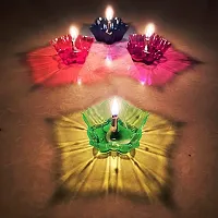 Anshri Plastic Transparent Diya for Home Decoration in Multicolor Set of 12-thumb1