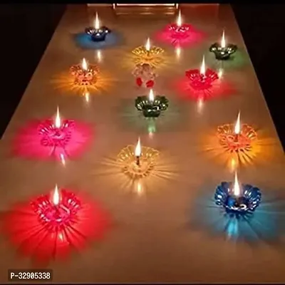 Anshri Plastic Transparent Diya for Home Decoration in Multicolor Set of 12-thumb4