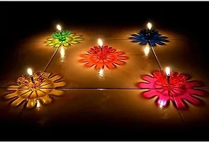 Anshri Transparent Multicolor 3D Reflection Diyas | Plastic Reusable Diwali Diya combo Set of 12-thumb2