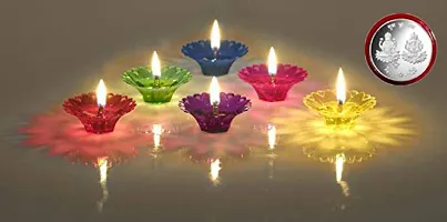 Anshri Transparent Multicolor 3D Reflection Diyas | Plastic Reusable Diwali Diya combo Set of 12-thumb4