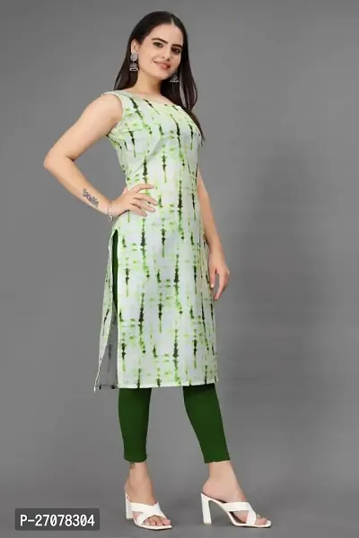 Straight Green Printed Rayon Kurta-thumb0