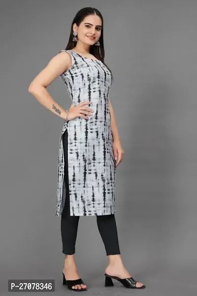 Straight Black Printed Cotton Kurta-thumb0