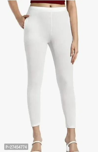 Fabulous White Cotton Solid Leggings For Women-thumb0