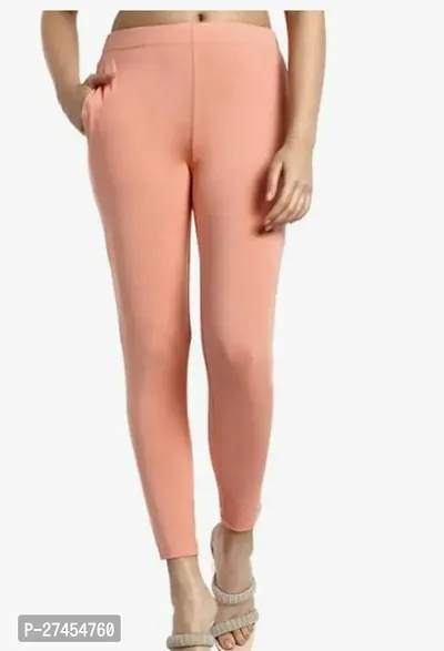 Fabulous Peach Cotton Solid Leggings For Women-thumb0