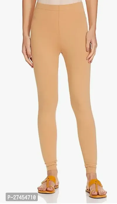 Fabulous Beige Cotton Solid Leggings For Women