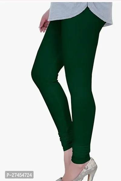 Fabulous Green Cotton Solid Leggings For Women-thumb0