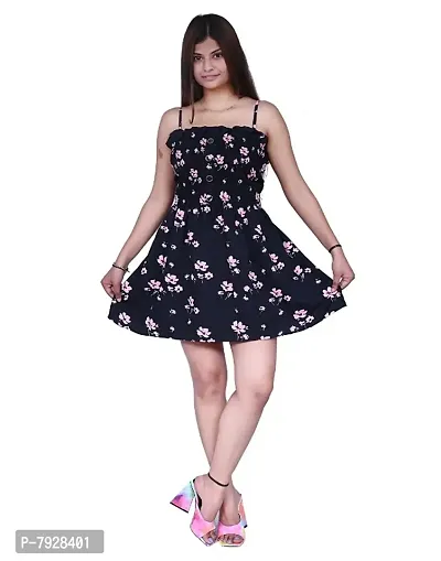 Woman Dress/ Frock_Flower Print (Black)-thumb0