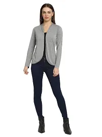 moonaah Women Grey Cotton Open Front Shrug-thumb1