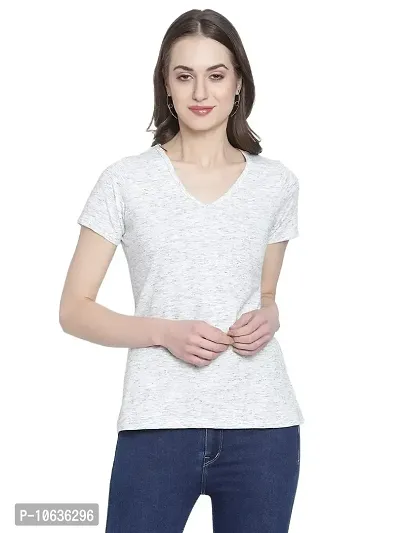 moonaah Women White Cotton T-Shirt(TEE-2316)