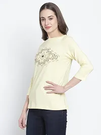 moonaah Women Beige Cotton T-Shirt(TEE-2365)-thumb3