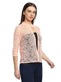 moonaah Women Pink Cotton Open Front Shrug XS-thumb3