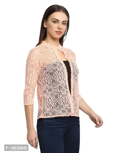 moonaah Women Pink Cotton Open Front Shrug XS-thumb4