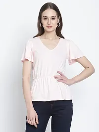 moonaah Women Beige Cotton T-Shirt(TEE-2363)-thumb2