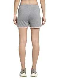 moonaah Women Light Grey Slim Fit Solid Smart Shorts S-thumb4