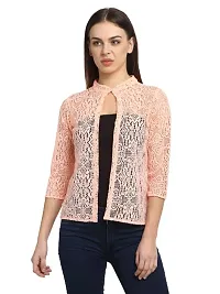 moonaah Women Pink Cotton Open Front Shrug XS-thumb2