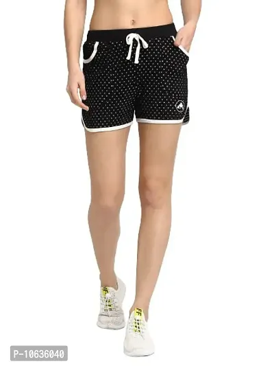 moonaah Women Black Slim Fit Solid Smart Shorts XS-thumb0